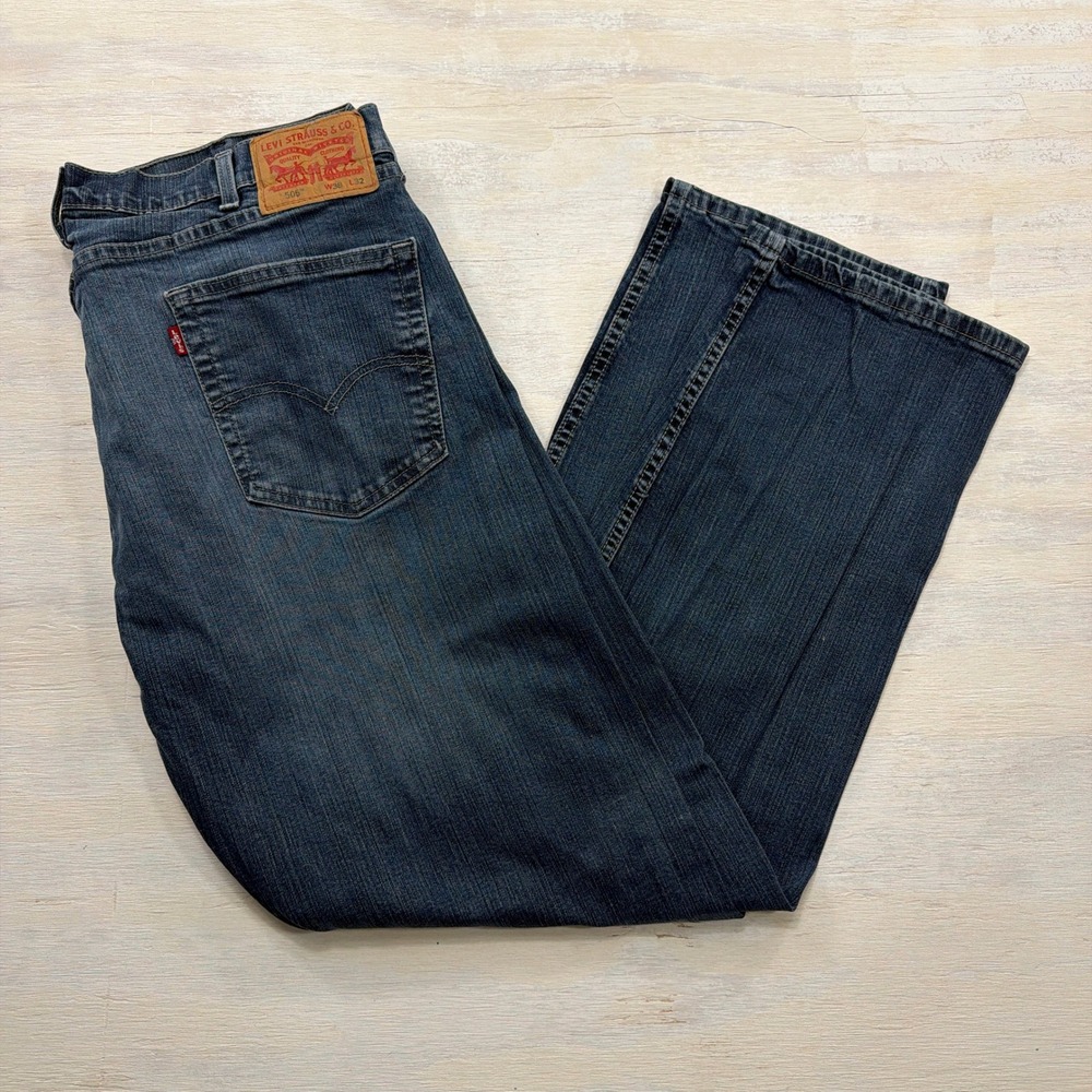 Levi's Jeans 505 Regular Fit Straight Leg Medium Wash Blue Mens W38 L32